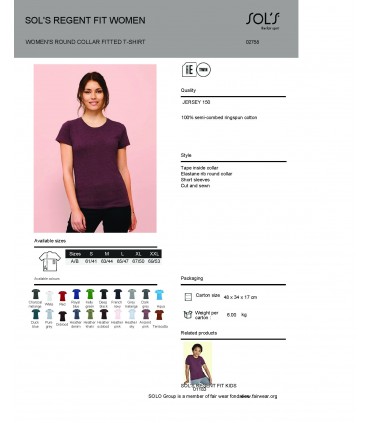 T-shirt for women "SOL`S Regent Fit", narrow cut