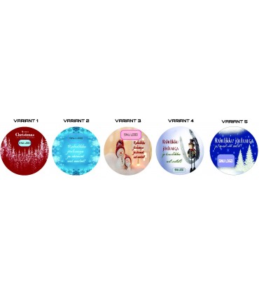  Round CHRISTMAS THEME stickers with company logo