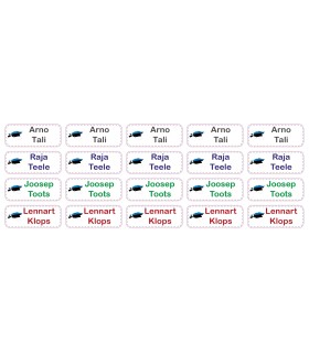 Set of name stickers, 15 pcs., with contact phone