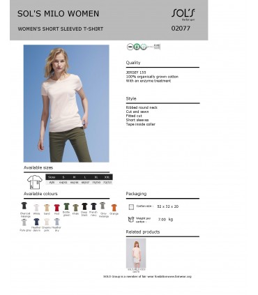 T-särk  naistele "Milo" 100% ORGANIC