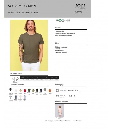 T-särk meestele "Milo" 100% ORGANIC